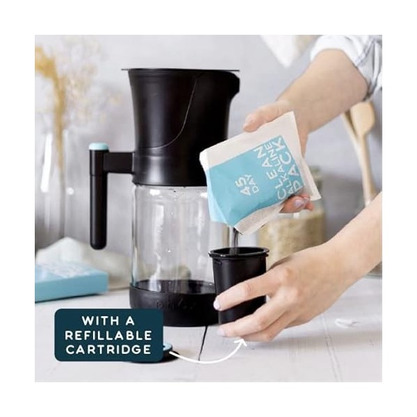 Phox V2 Carafe en verre filtrante avec cartouche réutilisable 2,2 l Alkaline