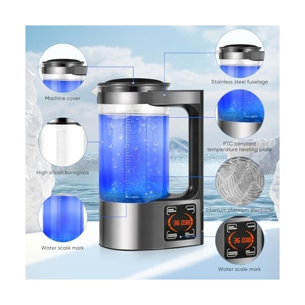 SenDeluz Fabricant Deau Hydrogène, Générateur deau Hydrogène Portable, Machine à Eau Hydrogène eau avec Fonction Thermostat