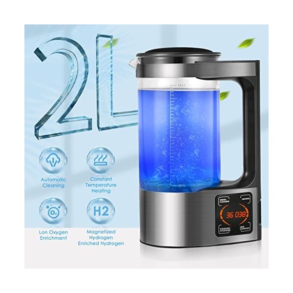 Générateur deau Hydrogène, 2L Micro-électrolyse de bouteille deau riche en hydrogène, Eau Alcaline Eau Ionisée Eau Hydrogèn
