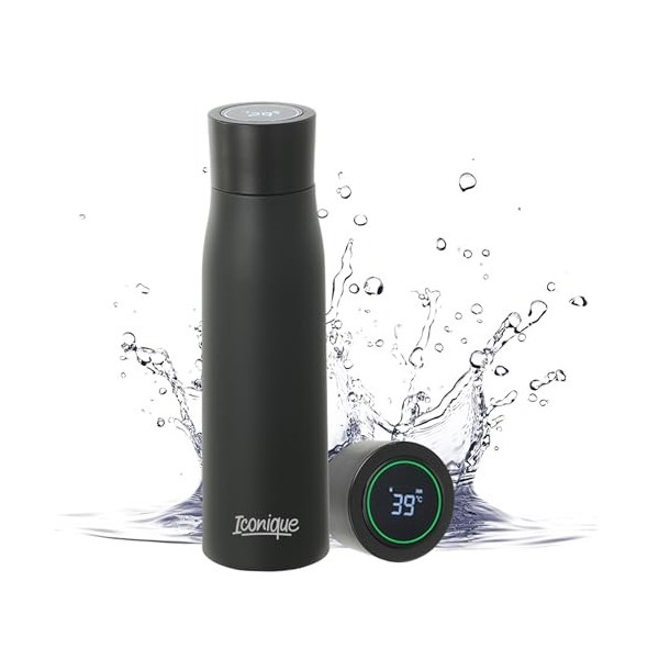 Iconique Bouteille Deau filtrée UV | Purificateur Deau Autonettoyant En Acier Inoxydable Avec Couvercle Daffichage De La T