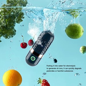 Machine à laver les fruits et légumes, Purificateur alimentaire portable rechargeable en forme de capsule Nettoyeur sans fil 
