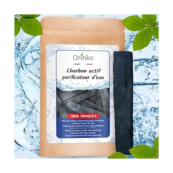 Charbon Actif Français x1 Binchotan pour Purification deau en Carafe, Bouteille et Gourde | Puissant Purificateur dEau ORIN