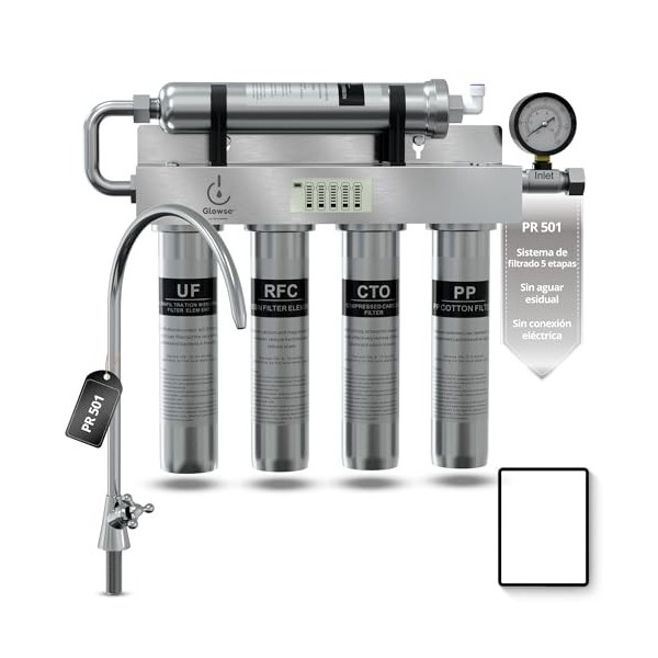GLOWSE PR501 Filtre DEau Maison Non Osmoseur 5 Étapes Débit Rapide Purificateur DEau Robinet Fontaine Filtration Eau Rapi