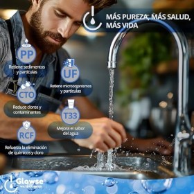 GLOWSE PR501 Filtre DEau Maison Non Osmoseur 5 Étapes Débit Rapide Purificateur DEau Robinet Fontaine Filtration Eau Rapi