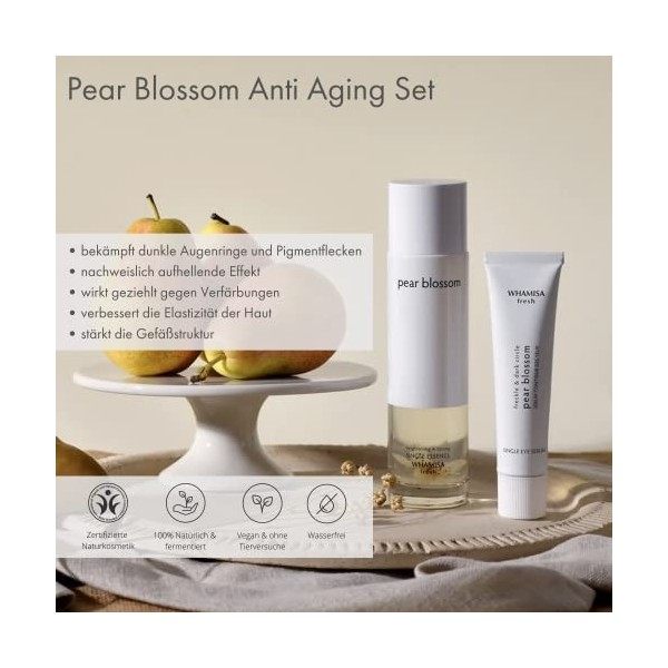 WHAMISA Pear Blossom Kit anti-âge | Set de soins coréens | Toner anti-âge + sérum pour les yeux anti-rides | Multiples excell