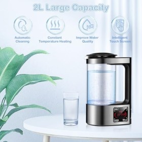 Zilchx Machine à eau hydrogène, générateur deau hydrogène de 2 L avec écran LED, machine ioniseur deau portable, bouteille 