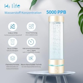 H2 Life Générateur dhydrogène, bouteille deau dhydrogène professionnelle sans BPA, double mode, ioniseur deau réutilisabl