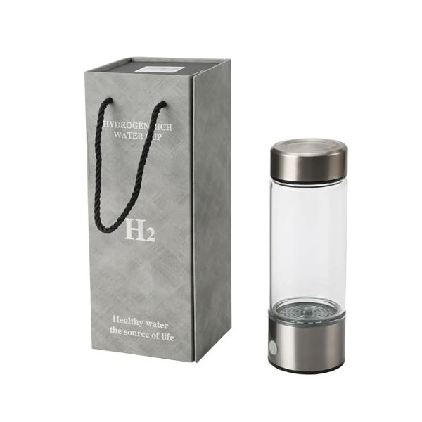 Yolispa PureHydro Bouteille deau à hydrogène portable 420 ml avec générateur dioniseur rechargeable pour une eau potable pr