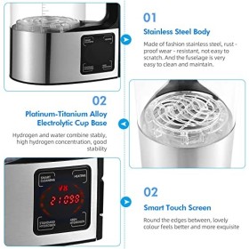 Générateur deau hydrogène 2L, Grande Capacité générateur dhydrogène, portables riches en hydrogène avec écran tactile LED e