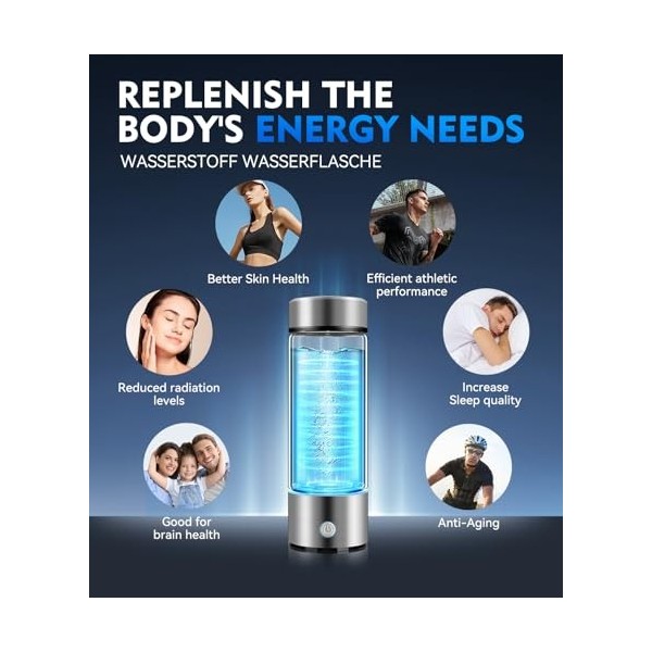 IUHFSIFS Générateur de bouteille deau dhydrogène 3000PPB 【Nouvelle mise à niveau 2024】【Certificat mondial CAS】BBB006