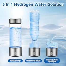 Générateur de bouteille deau à hydrogène 3 en 1 – Purificateur deau portable de 450 ml, eau Kangen, bouteille deau hydrogé