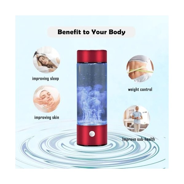Bouteille deau à hydrogène purificateur deau - 420 ml - Machine à eau portable à ions hydrogène pour une boisson propre et 
