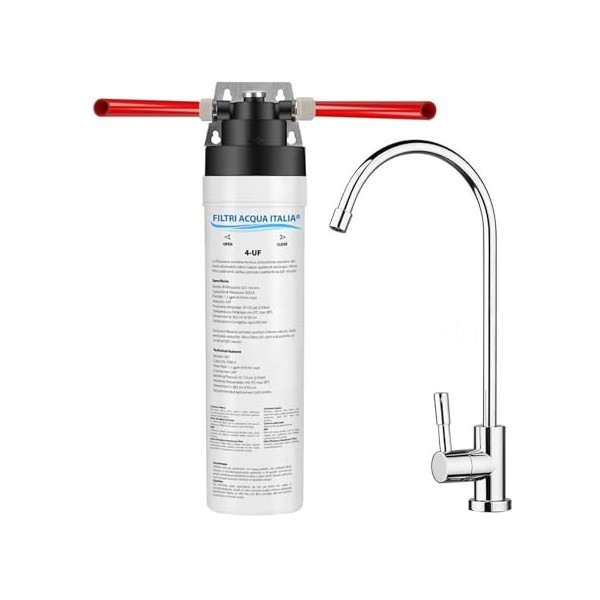 Purificateur Kit Microfiltration Eau 4UF Système de filtration Eau Potable avec 4 Stades de Filtration Micron 0.01
