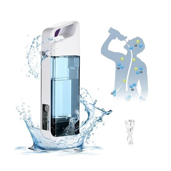 Bouteille à Eau Hydrogène avec Générateur à Technologie PEM et SPE, Jusquà 1500-3000 PPB, Bouteille deau Riche en Hydrogène
