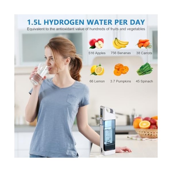 Bouteille à Eau Hydrogène avec Générateur à Technologie PEM et SPE, Jusquà 1500-3000 PPB, Bouteille deau Riche en Hydrogène