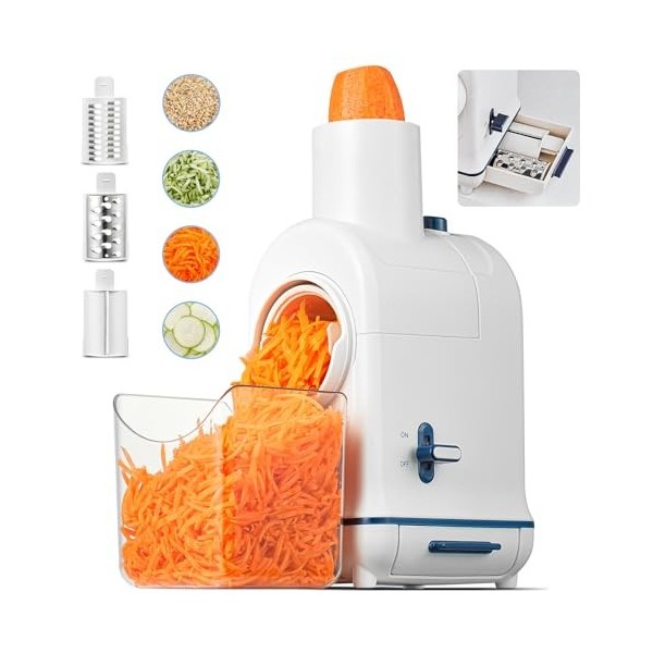 Râpe a Légumes Électrique,AOBOSI Râpe Electrique pour râper et émincer avec une grande fente pour râper les carottes entières