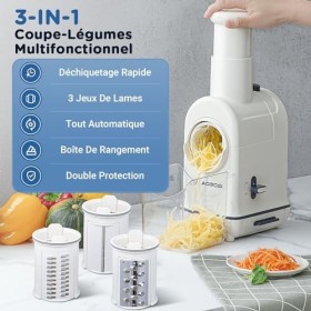 Râpe a Légumes Électrique,AOBOSI Râpe Electrique pour râper et émincer avec une grande fente pour râper les carottes entières