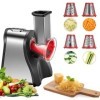 FOHERE 4 en 1 Râpe a Légumes Électrique, Découpe légumes électrique 200W Râpe Carottes Electrique pour Fromage, Carottes, Pom