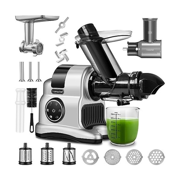 AMZCHEF Machine 4 EN 1 - Extracteur de jus/Rape Legume/Hachoir à viande/Poussoir à Saucisse - Extracteur jus avec ouverture d