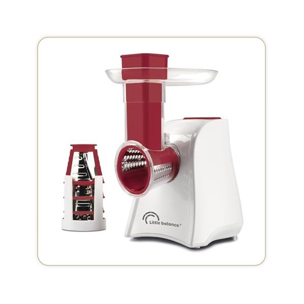 LITTLE BALANCE 8701 Easy Veggie, Découpe légumes électrique 4 en 1, Râper émincer trancher gratter, Large plateau sur goulott