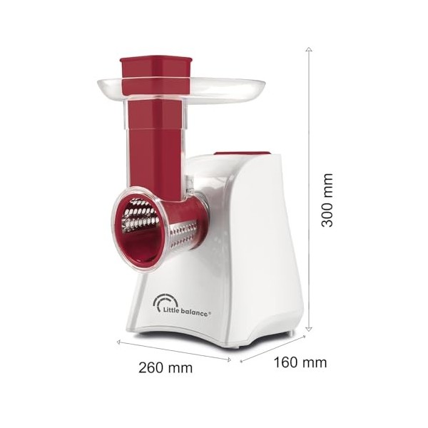 LITTLE BALANCE 8701 Easy Veggie, Découpe légumes électrique 4 en 1, Râper émincer trancher gratter, Large plateau sur goulott