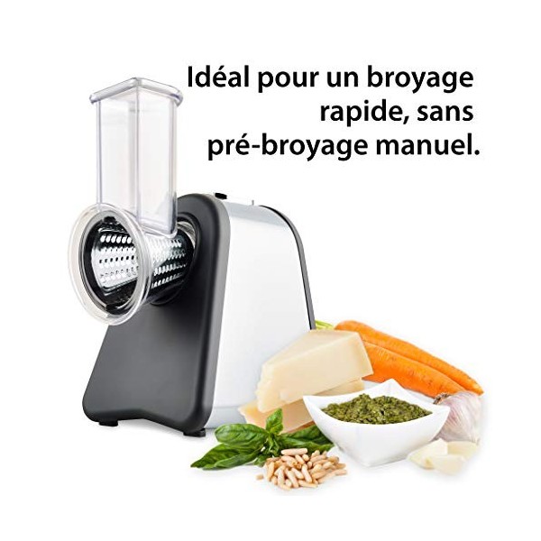 ADE Râpe de cuisine électrique | max. 500 W | découpe legumes facilment, fromage, carottes, chocolat | coupe légumes | 4 acce