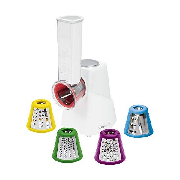 Clatronic ME 3604, Multi-Express, pour couper, râper et émincer | Éminceur électrique | Coupe-légumes | Râpe à légumes | 5 us