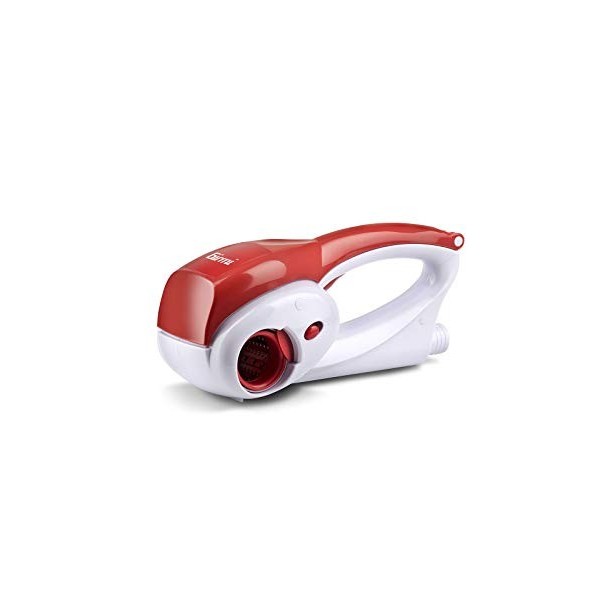Girmi GT02 Râpe Rechargeable, 12W, 2 Patin à Roulettes INOX, Blanc/Rouge