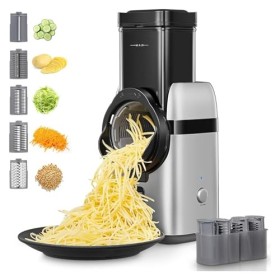 FOHERE Râpe a Légumes Électrique， 5 en 1 Elektrische Reibe，80W trancheuse à légumes avec plusieurs lames interchangeables et 