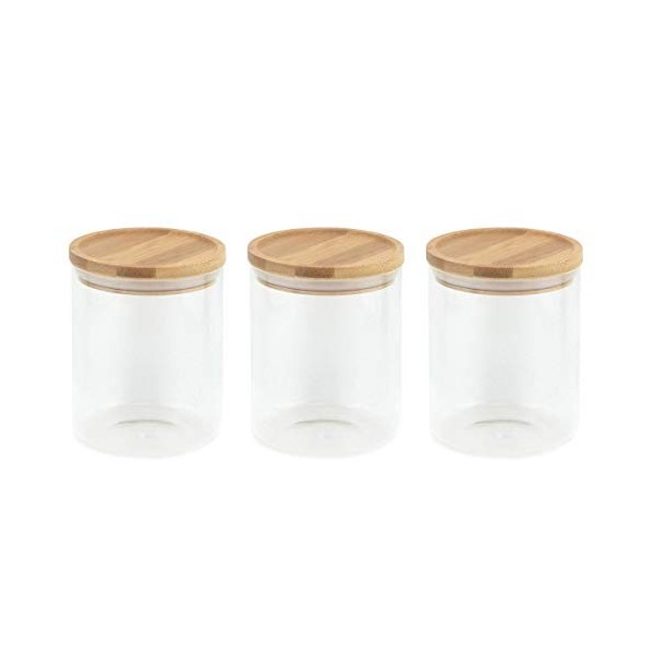 apollo THE HOUSEWARES BRAND Apollo 8999 Lot de 3 bocaux hermétiques en verre avec couvercle en bambou