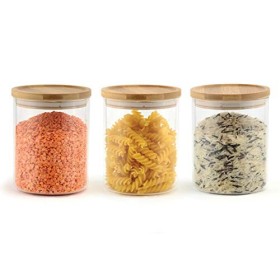 apollo THE HOUSEWARES BRAND Apollo 8999 Lot de 3 bocaux hermétiques en verre avec couvercle en bambou