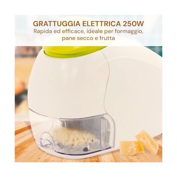 Wintem Râpe électrique 30,1 x 19,5 x 14,9 cm 250 W – Convient également pour le pain sec et les ingrédients durs – Bac à from