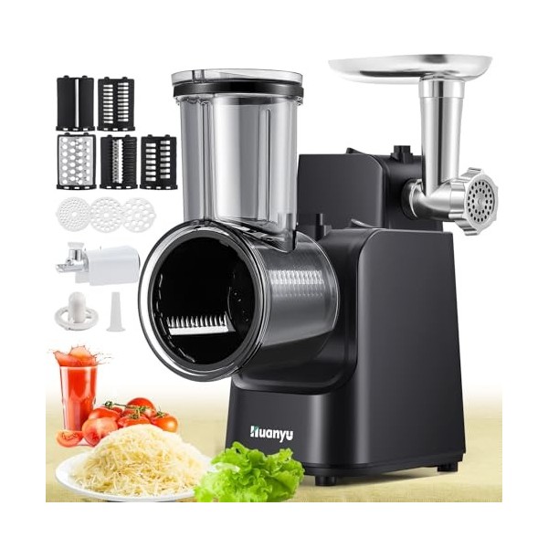Huanyu Râpe à fromage électrique Râpe à légumes électrique multifonctionnelle avec 5 lames 250W Râpe à salade électrique et h