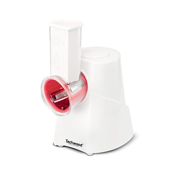 Techwood Découpe Electrique Tout 4 en 1 Râper Emincer Gratter Légumes Fruits Fromage/Sorbetière 150W-TRIC-1440, Blanc, Acier 