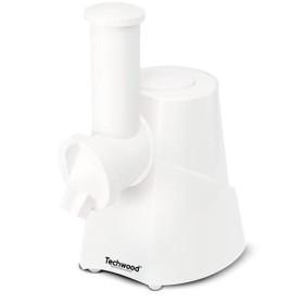 Techwood Découpe Electrique Tout 4 en 1 Râper Emincer Gratter Légumes Fruits Fromage/Sorbetière 150W-TRIC-1440, Blanc, Acier 