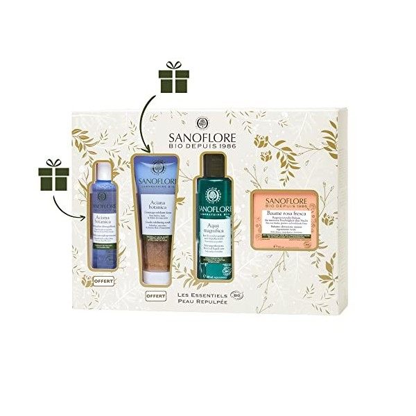 Sanoflore – Coffret Cadeau Essentiels Peau Repulpée – Aqua Magnifica Lotion Anti-imperfections Bio 100ml – Rosa Fresca Crème 