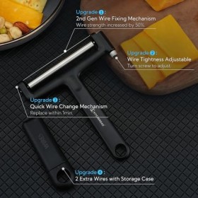 KITCHENDAO Trancheuse à fromage en fil de fer remplaçable, 50 % fils plus résistants avec mécanisme de fixation de fil de 2e 