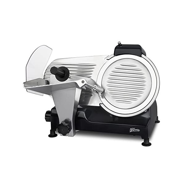 H.Koenig Trancheuse électrique à viande MSX254, charcuterie, professionnelle, précise,coupe 0-12 mm,lame 25 cm,aiguiseur inté