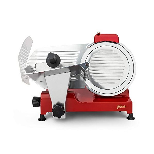 H.Koenig Trancheuse électrique à viande MSX254, charcuterie, professionnelle, précise,coupe 0-12 mm,lame 25 cm,aiguiseur inté