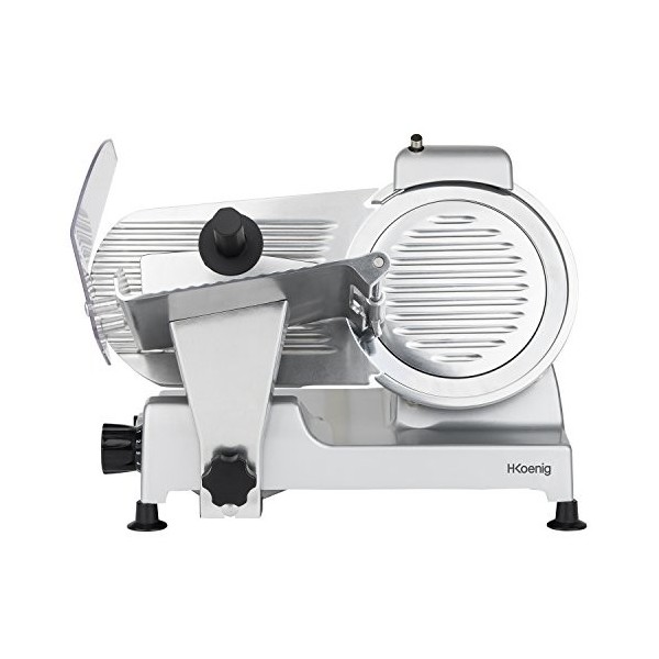 H.Koenig Trancheuse électrique à viande MSX254, charcuterie, professionnelle, précise,coupe 0-12 mm,lame 25 cm,aiguiseur inté