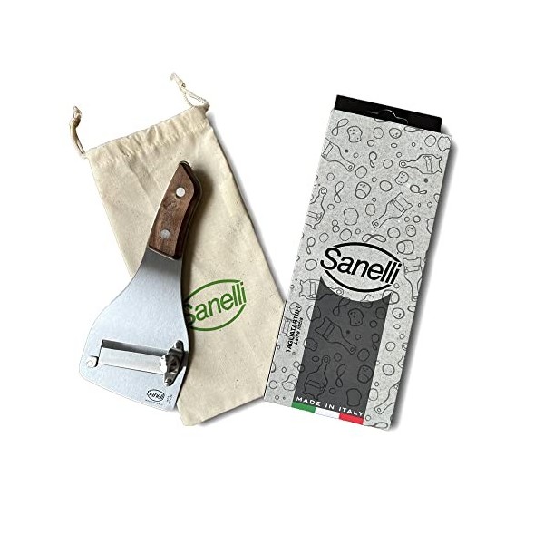 Sanelli, Coupe-tondeuse SAN-SLICE, tranche truffe professionnelle manche bois avec régulateur de coupe. Finition satinée. Lam