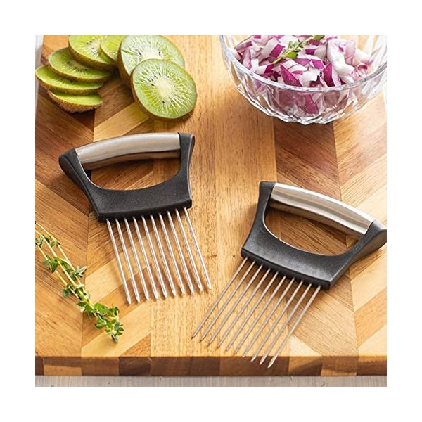 Fourchette à Oignon en Acier Inoxydable, Couteau à Oignon en Acier Inoxydable, Trancheuse à Oignon, Convient pour Couper la V