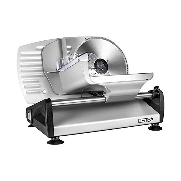 Trancheuse Électrique, Trancheuse à Jambon avec Interrupteur Sécurité Enfants, Lame en Acier Inoxydable, Epaisseur Réglage de