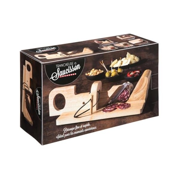 Trancheuse à saucisson en Bois et Inox - Secret de Gourmet