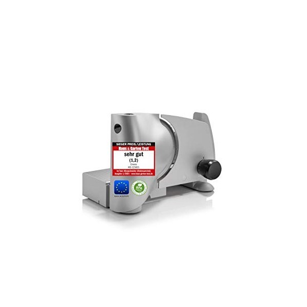Emerio MS-125001 Trancheuse universelle en acier inoxydable fabriquée en Allemagne, réglable de 0 à 15 mm, sans BPA, boîtier 