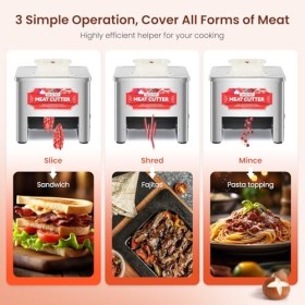 NEWTRY Trancheuse à viande commerciale avec couteau de 7 mm, 160 kg/h Couper les tranches 550 W pour les restaurants, les can