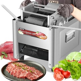 NEWTRY Machine à couper la viande commercia électrique avec lame de 3.5mm, 750W Trancheur de viande en acier inoxydable pour 