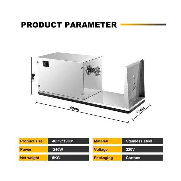 MXBAOHENG Trancheur de Pommes de Terre Tornado Electric Trancheuse Automatique à Légumes Chips de Pommes de Terre Tornado Mac