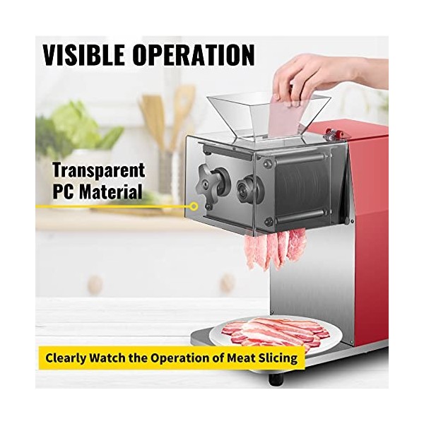 VEVOR Trancheuse Électrique, Trancheuse Verticale à Jambon, Trancheuse Charcuterie en Acier Inox 3,5mm 
