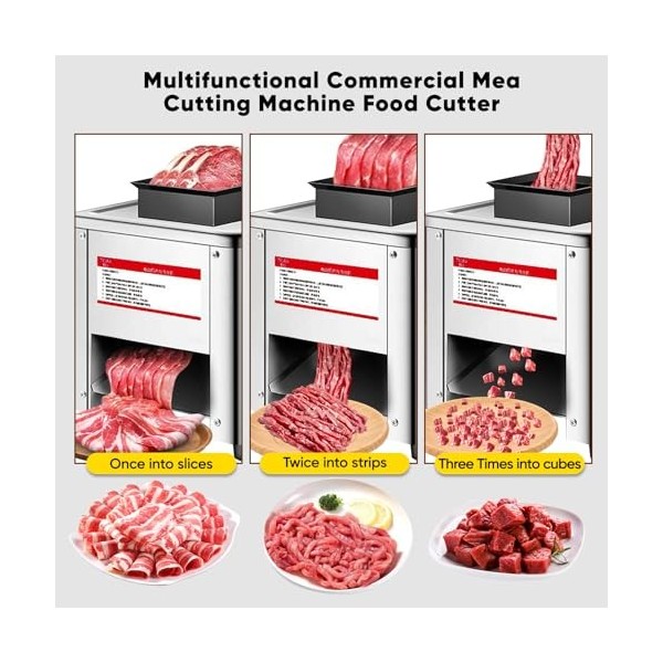 Memows Trancheuse à viande commerciale 850W, Trancheuse Électrique avec couteau de 3,5 mm, Coupe-Viande En Bande en acier Ino